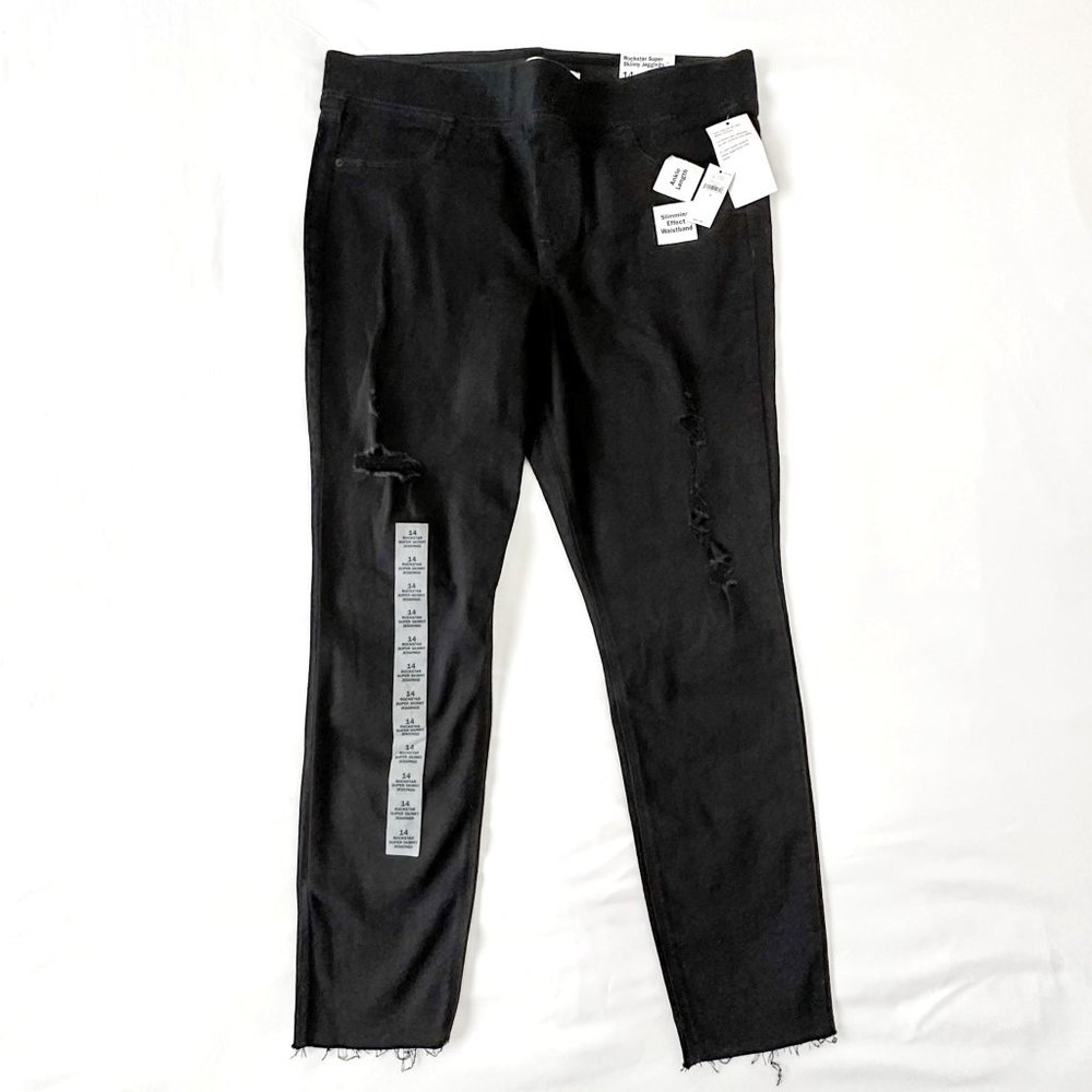 Old Navy Mid-Rise Distressed Rockstar Super Skinny Black Ankle Jegging - Size 14